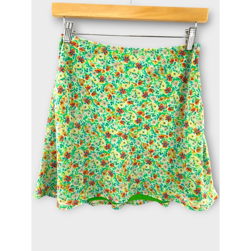 Le Lis‎ Collection Floral Mini Skirt S Green A-Line Flowy Lined NWT Cottagecore